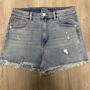 Classic Blue Denim Distressed Frayed Shorts XL